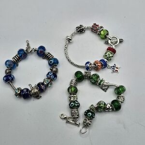 Elegant Silver and Multicolor Beaded Bracelets Set